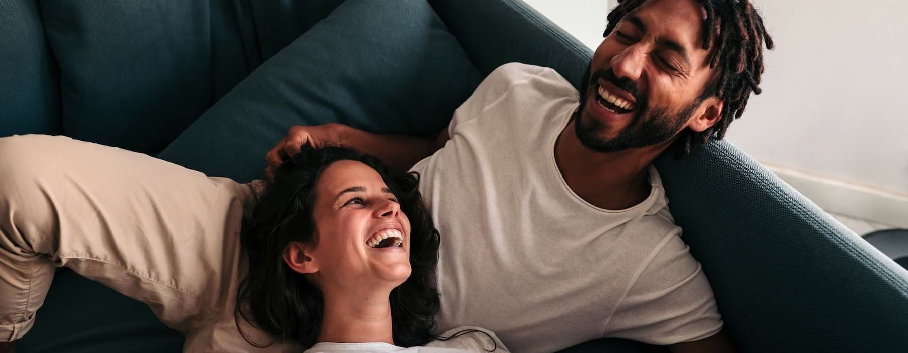 a man and woman laughing