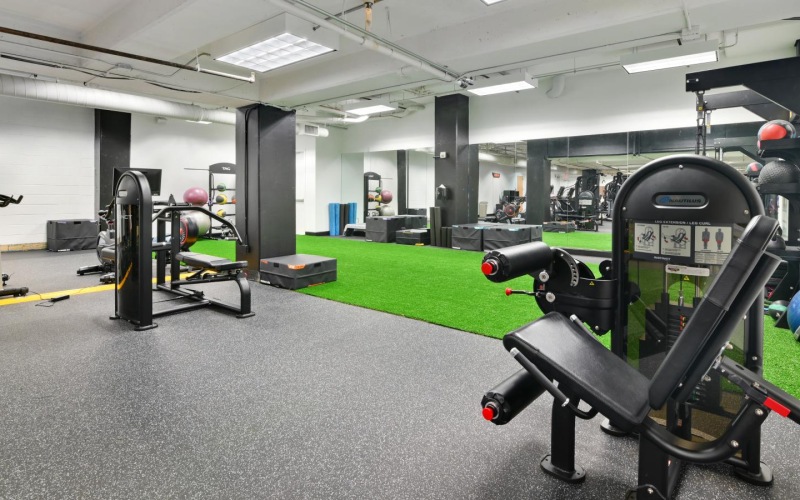 a gym with exercise equipment